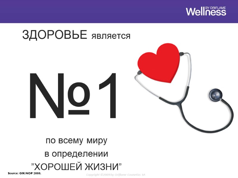 ЗДОРОВЬЕ является  №1 по всему миру в определении ”ХОРОШЕЙ ЖИЗНИ” Source: GfK NOP